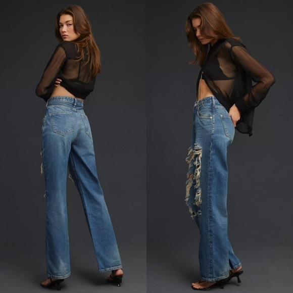 Pilcro Denim - Pilcro Anthropologie The Joey High Rise Distressed Straight Jeans, Size 29